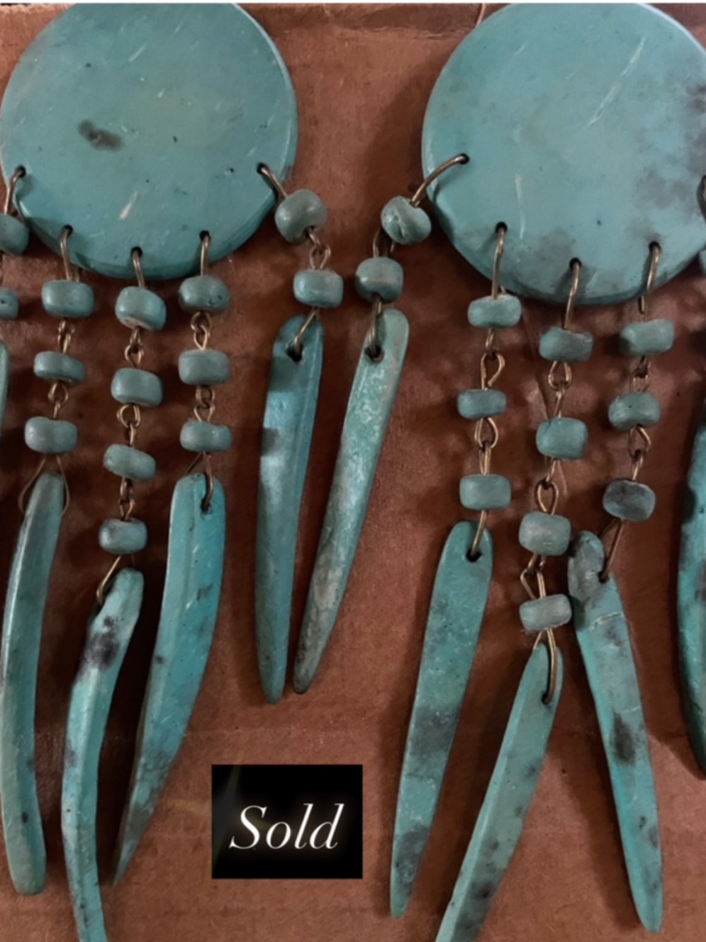 SOLD ****RARE VINTAGE Turquoise Dangle Statement Earrings - Women Jewelry